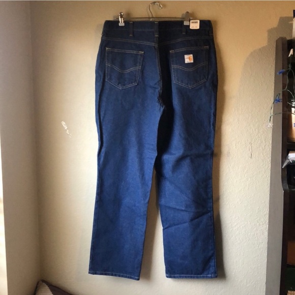 New Mens Jeans Carhartt Denim Straight Leg Blue Jeans Men’s Size 38X32 - Picture 6 of 13